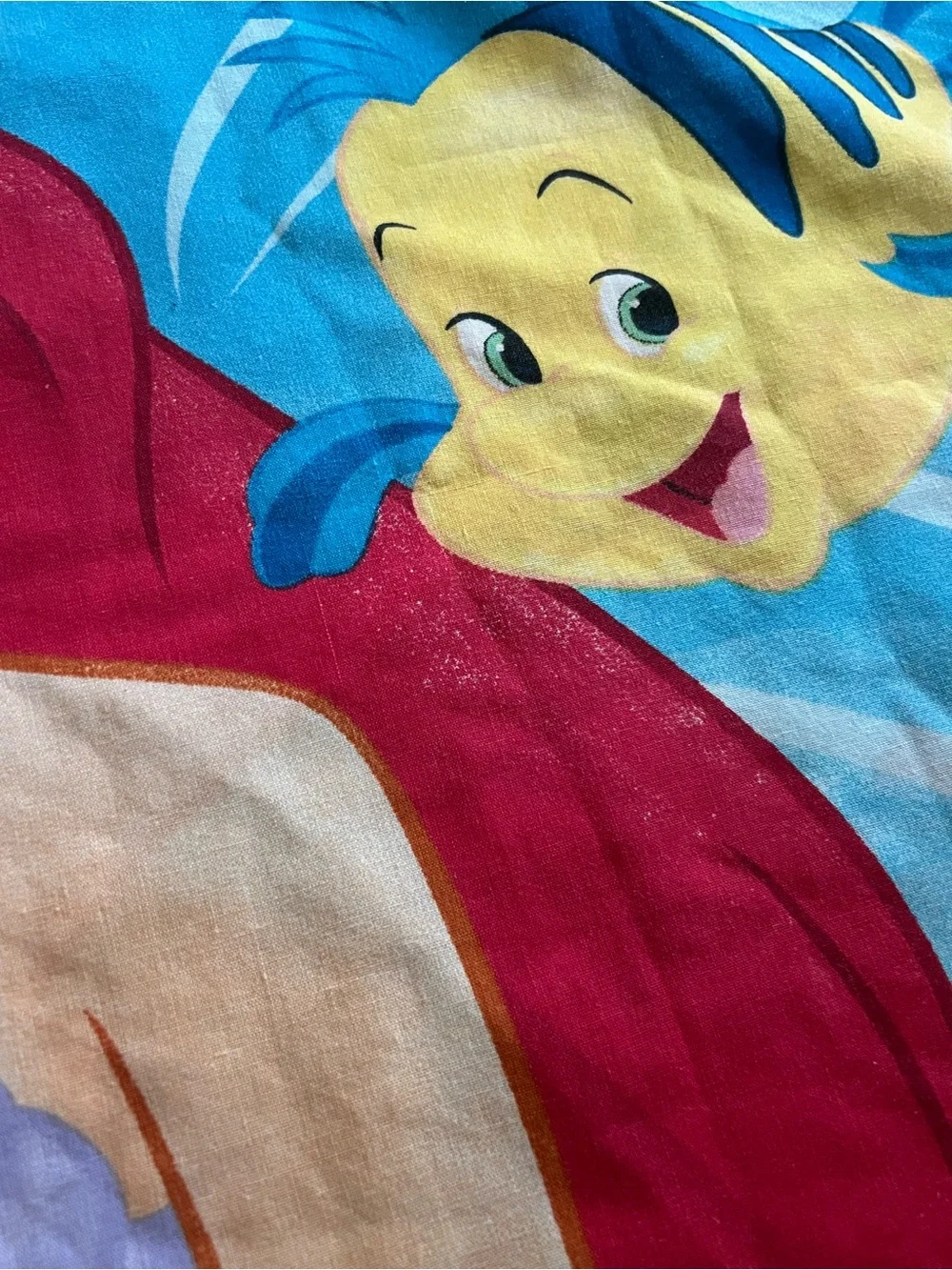 Vintage Disney The Little Mermaid Ariel and Flounder Standard Pillow case